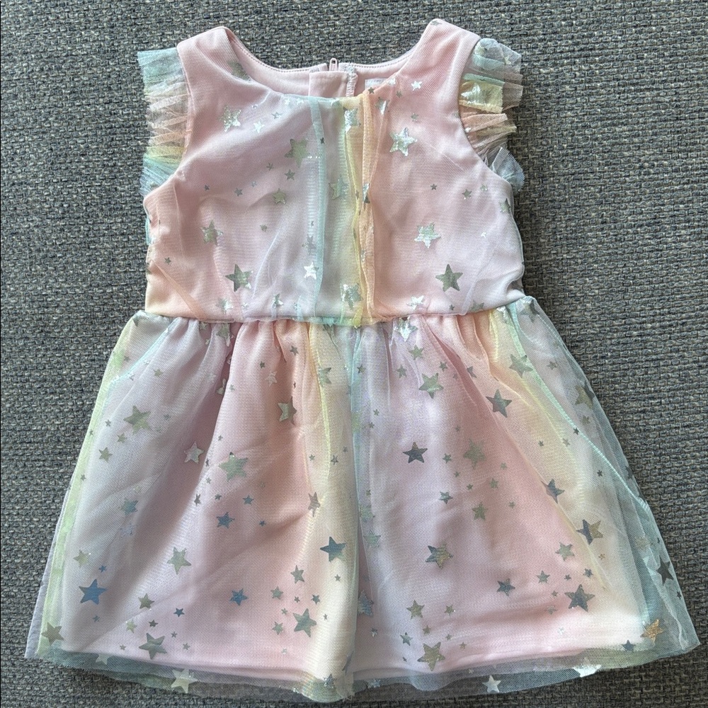 Children’s Place Toddler Girl’s Rainbow Ombre Star Fancy Dress – Size 3T - Picture 4 of 7